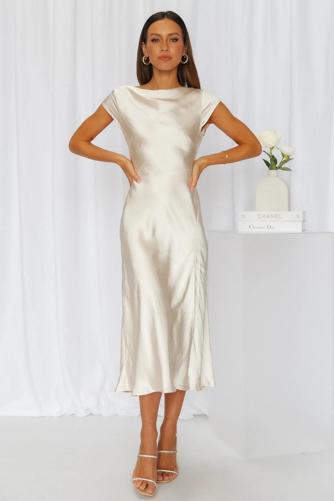 Slip Dress – Midi Length, Minimalist Silhouette