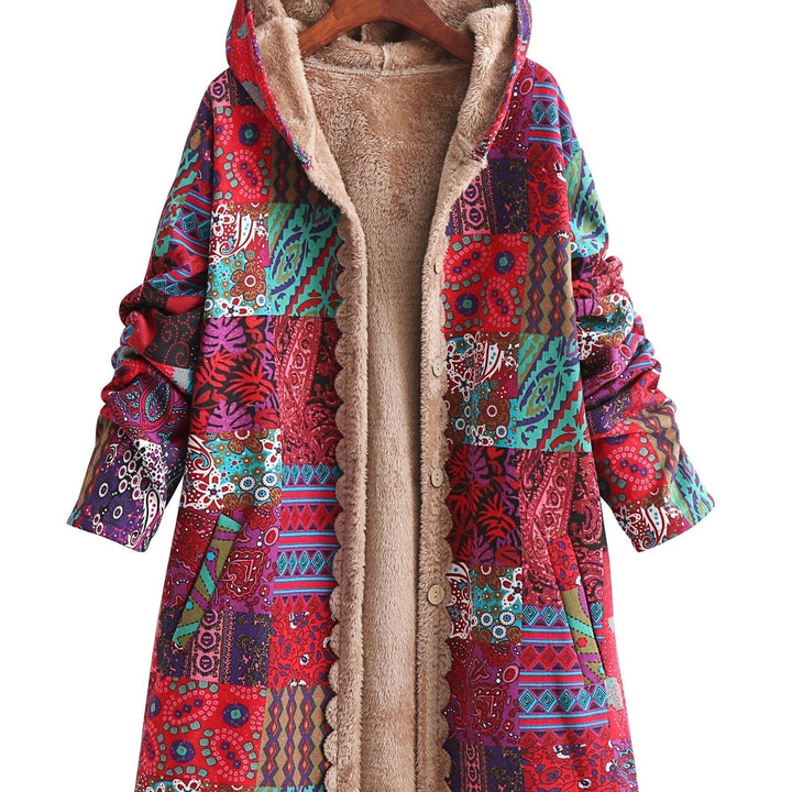 LENA – PATCHWORK SHERPA-LINED HOODED COAT