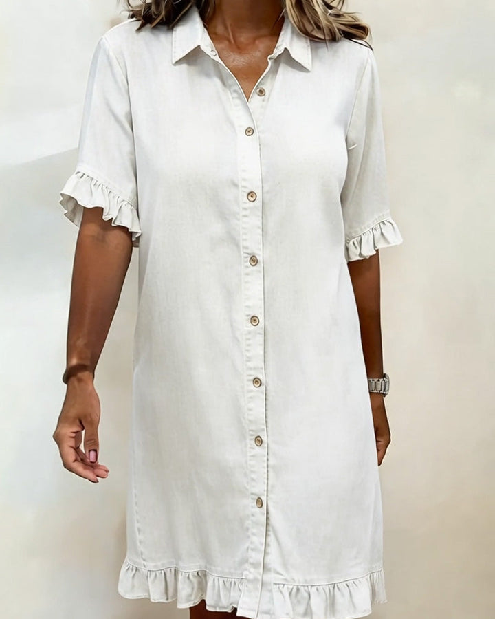 Light Blue Relaxed-Fit Washed Denim Dress