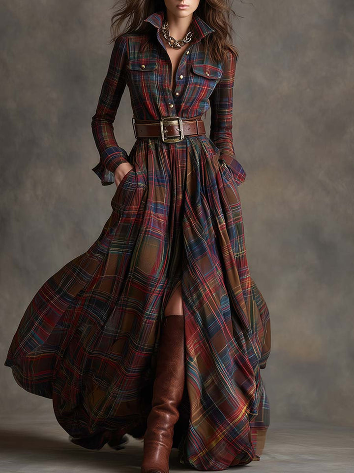 HADLEY – TIMELESS PLAID SHIRT MAXI DRESS