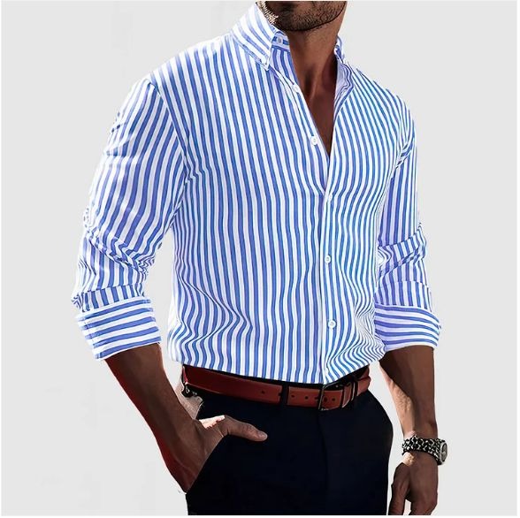 ETHAN – CLASSIC BLUE STRIPED BUTTON-DOWN SHIRT
