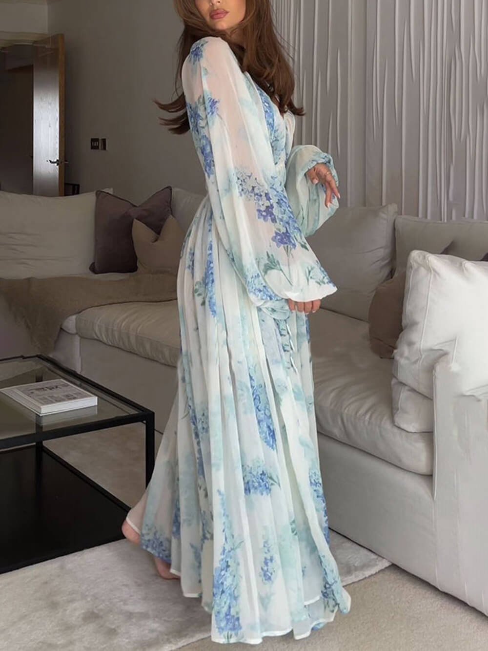 MONROE – OCEAN FLOWER CHIFFON MAXI DRESS