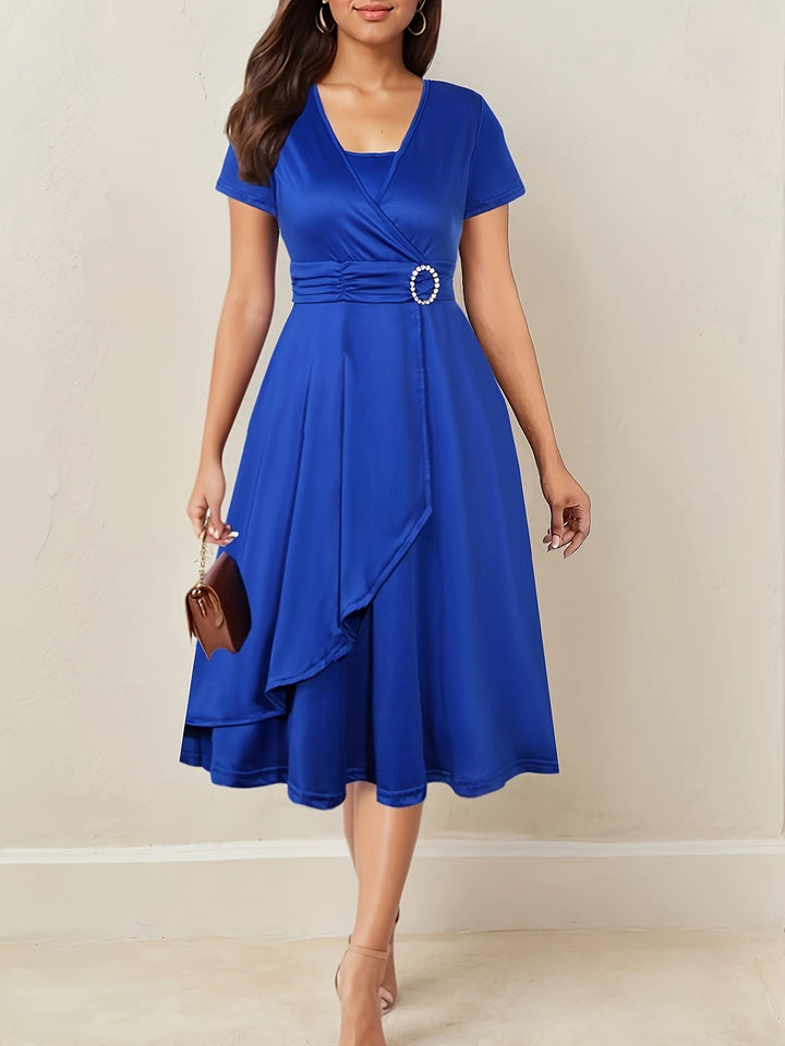 Hilda™ - Elegant Rhinestone V-Neck Evening Dress