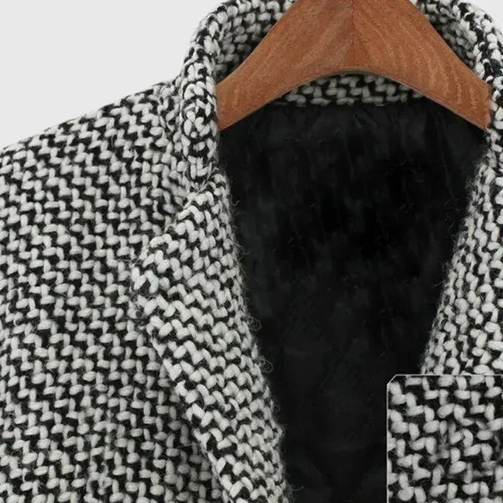 EVANGELINE – ELEGANT HOUNDSTOOTH LONG COAT