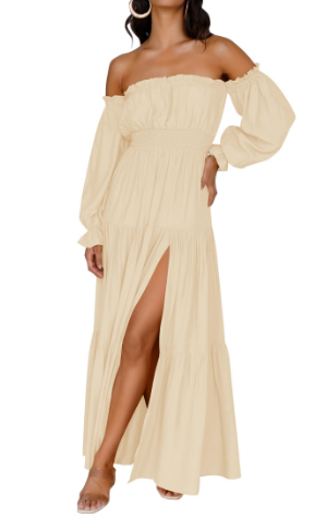 KENDRA – BREEZY ROMANCE OFF-SHOULDER MAXI DRESS