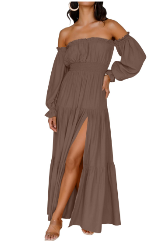 KENDRA – BREEZY ROMANCE OFF-SHOULDER MAXI DRESS