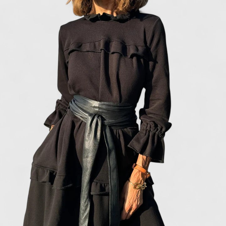 STACEY – RUFFLED TIERED MIDI DRESS