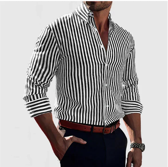ETHAN – CLASSIC BLUE STRIPED BUTTON-DOWN SHIRT