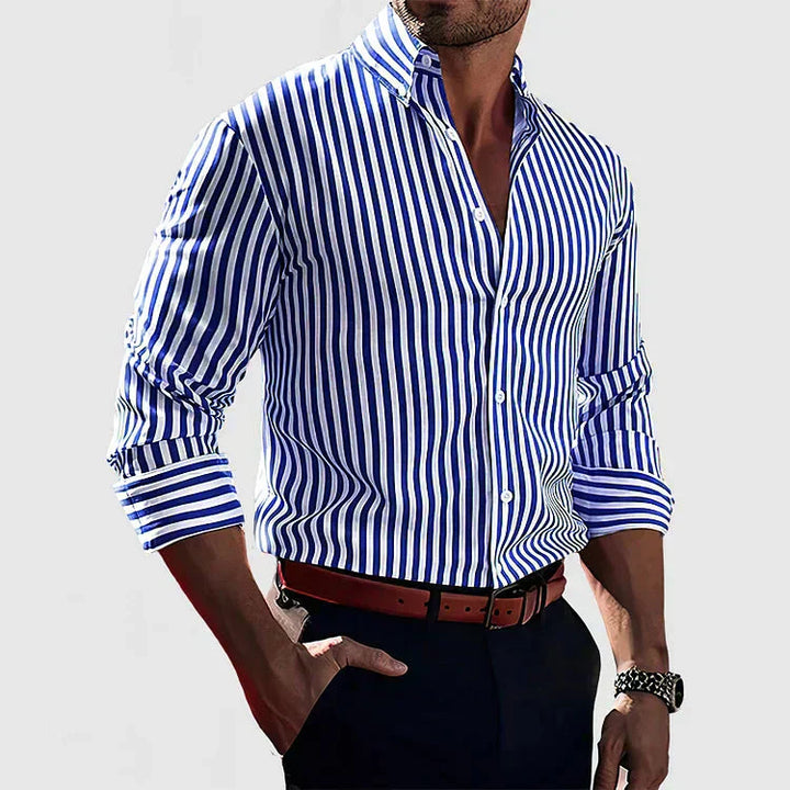 ETHAN – CLASSIC BLUE STRIPED BUTTON-DOWN SHIRT