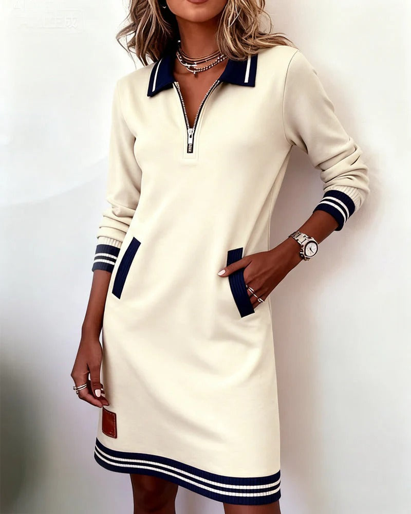 NATALIE – SPORT CHIC ZIP COLLAR DRESS