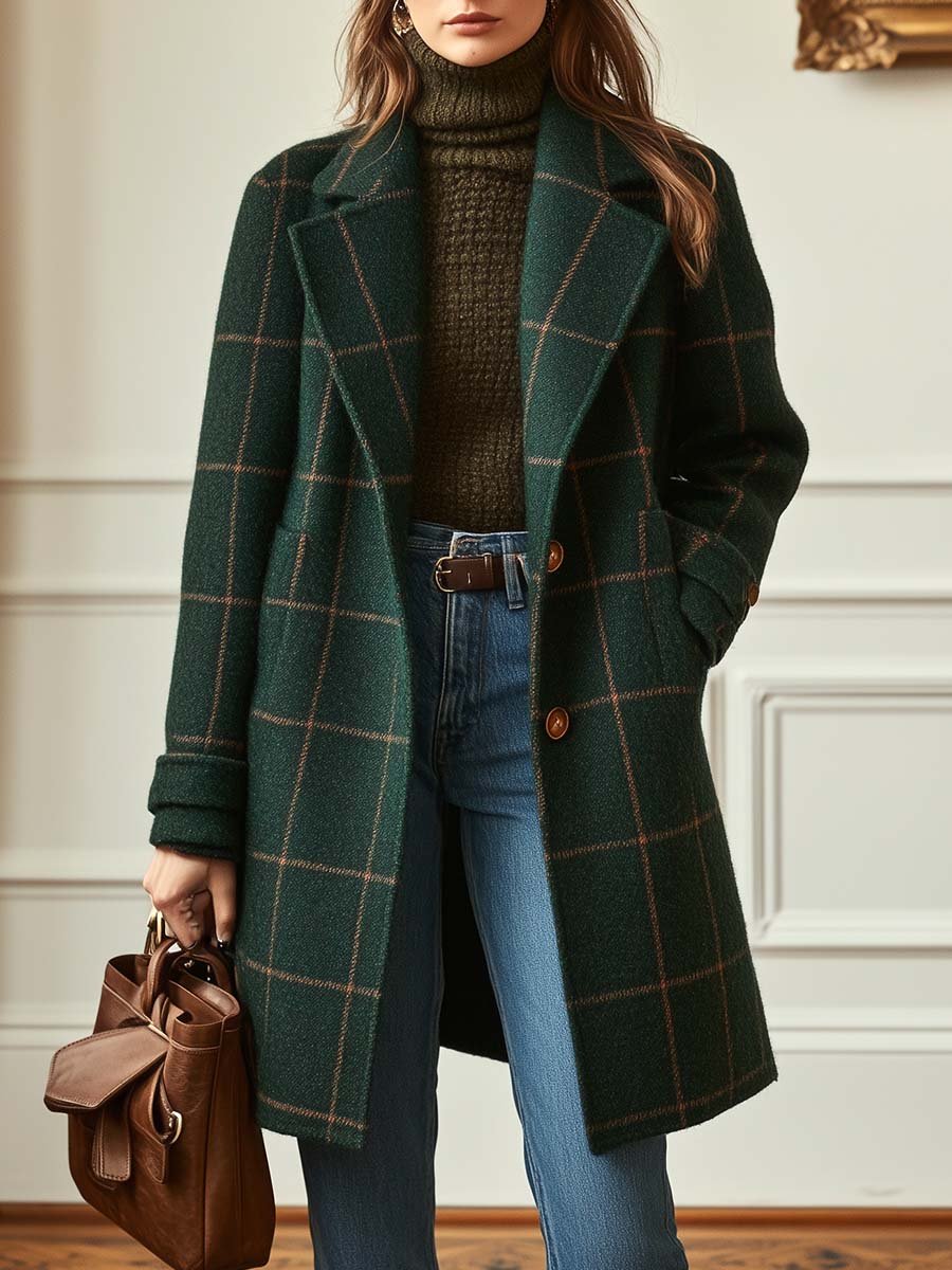 ISABELLA – ELEGANT CHECK LONG COAT