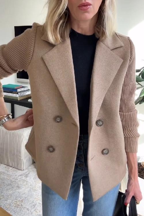 PATRICIA – DOUBLE-BREASTED KNIT SLEEVE BLAZER