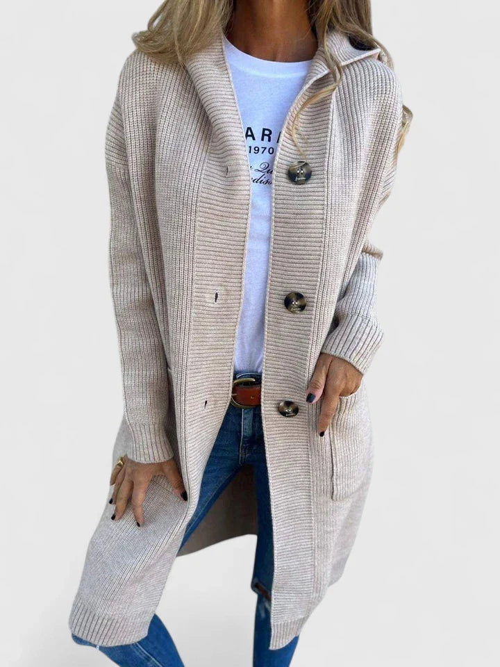 GRACIE – LONG RIBBED HOODED CARDIGAN