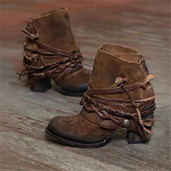 SAVANNAH – RUSTIC WRAP-DETAIL ANKLE BOOTS