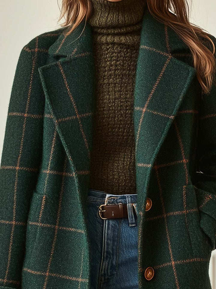 ADRIANNA – ELEGANT PLAID LONG COAT
