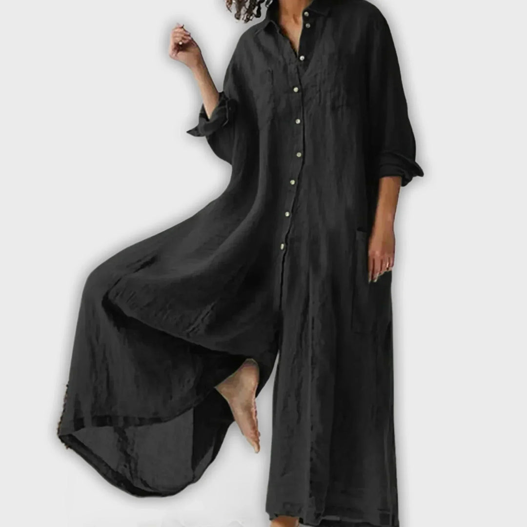 CECILIA – RELAXED BUTTON-DOWN MAXI DRESS
