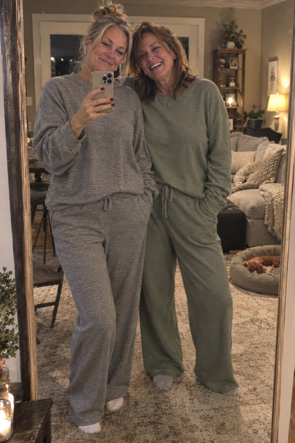 Customer mirror selfie of Michelle and Karen Davis in matching lounge sets